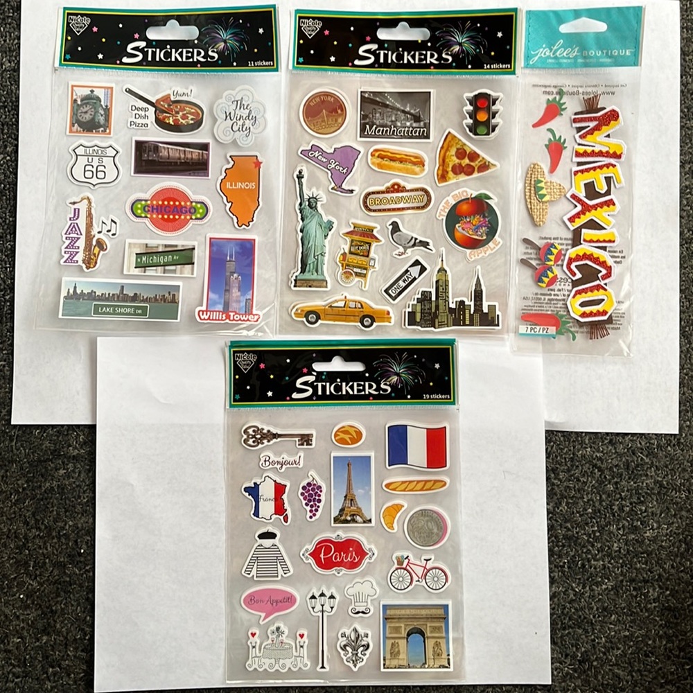 Lot of Nicole & Jolee Scrapbook Travel Stickers.